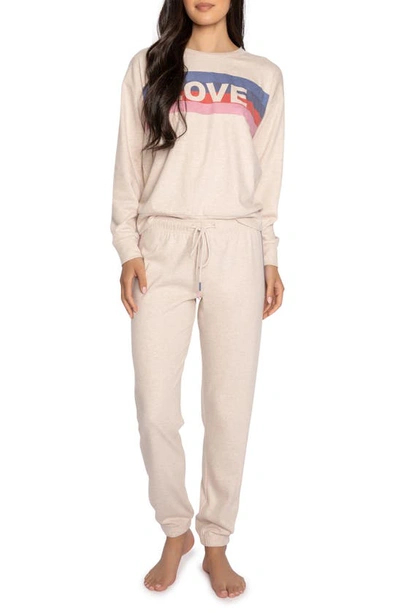 Pj Salvage Love Life Fleece Pajamas In Oatmeal