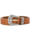 B-low The Belt Engraved Buckle Belt In Cognac