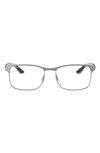 Ray Ban Unisex 55mm Rectangular Optical Glasses In Matte Gunmetal
