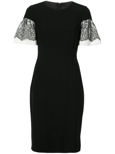 Paule Ka Chantilly Lace Shortsleeved Dress - Black