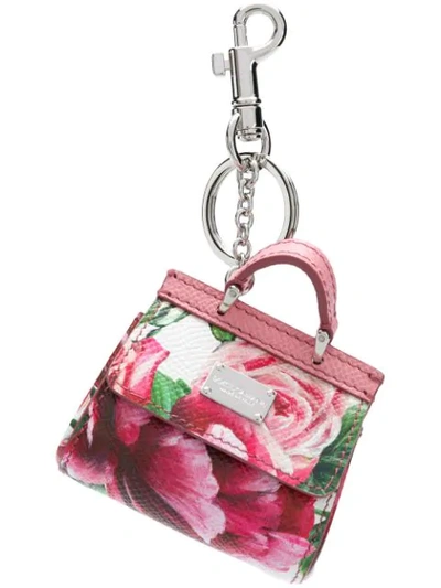 Dolce & Gabbana Mini Sicily Bag Keychain In Pink