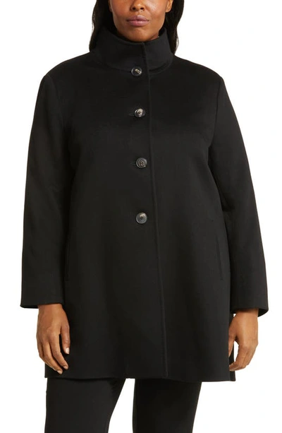 Fleurette Dawn Stand Collar Wool Coat In Black