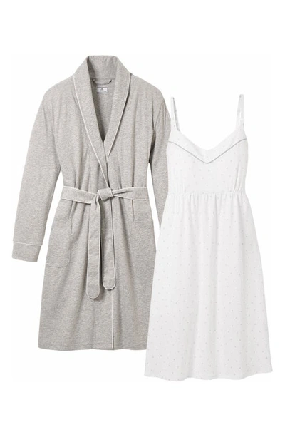 Petite Plume The Essential Maternity Nightgown & Robe Set In Heather Grey