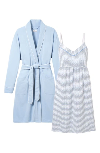 Petite Plume The Essential Maternity Nightgown & Robe Set In Periwinkle