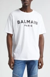Balmain Organic Cotton Logo Graphic T-shirt In Gab White/ Black