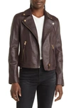 Allsaints Dalby Leather Moto Jacket In Oxblood Red
