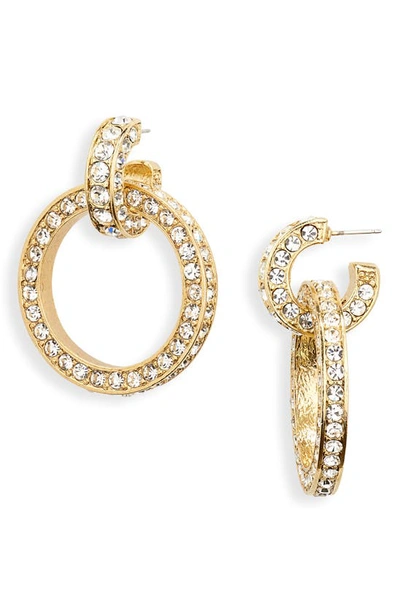 Oscar De La Renta Small Crystal Frontal Hoop Earrings