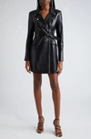 Cinq À Sept Evie Long Sleeve Faux Leather Minidress In Black