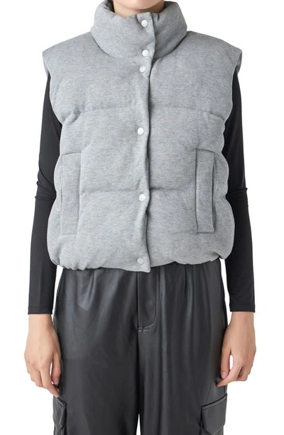Grey Lab Knit Puffer Vest In Grey