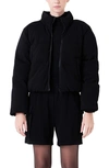 Grey Lab Knit Puffer Jacket In Black