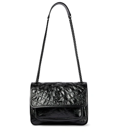 Saint Laurent Niki Medium Quilted Crinkled Glossed-leather Shoulder Bag ...