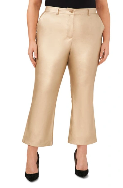 Halogen Crop Faux Leather Trousers In Soft Gold