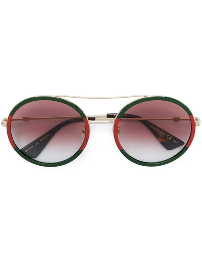 Gucci Web Round Gradient Sunglasses In Green