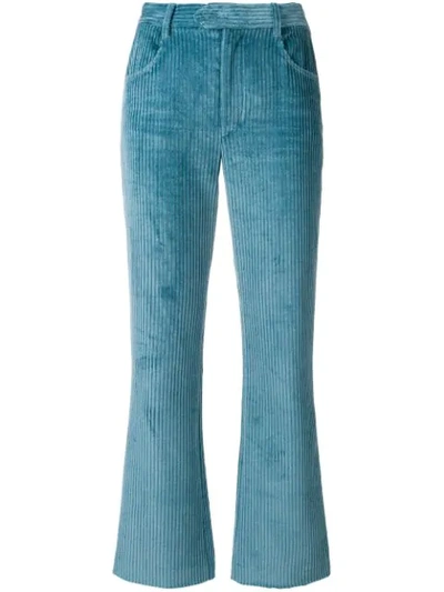 Isabel Marant Cropped Corduroy Trousers In Blue