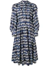 Msgm Tartan Long Dress - Blue
