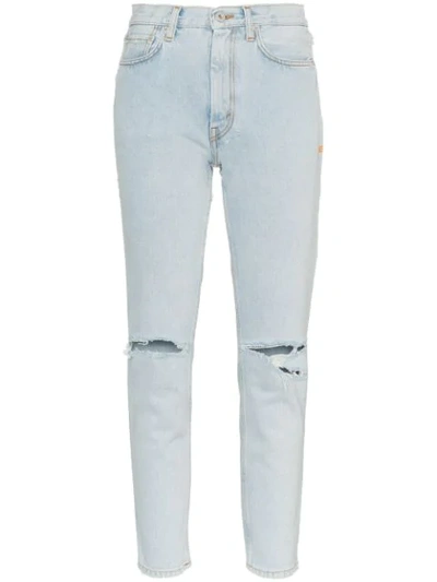 Heron Preston Blue Bleach Distressed Jeans