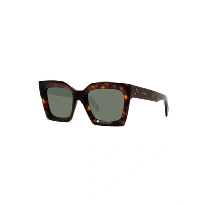 Celine Cl40130i Square Sunglasses With Green Lens