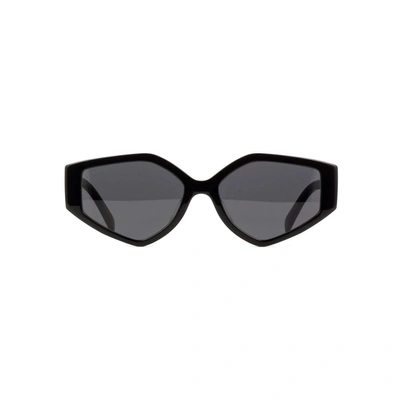 Celine Cl40229f Jagged Edge Sunglasses With Smoke Lens In Black