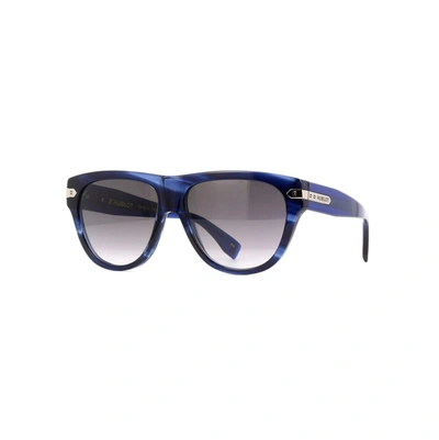 Hublot Striped Grey Aviator Sunglasses With Silvor Mirror Lens In Blue