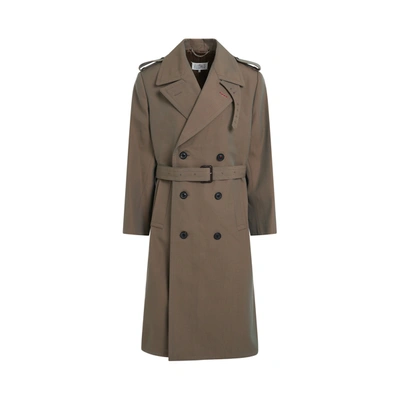 Maison Margiela Double Breasted Trench Coat In Brown