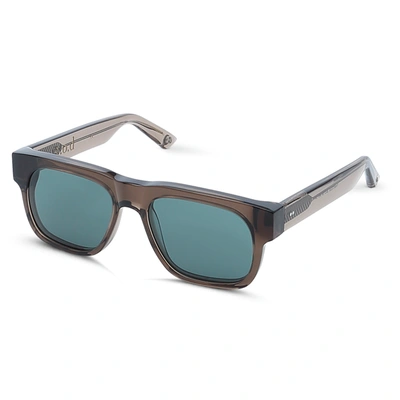 G.o.d Thirteen Crystal Grey Sunglass With Green Lens In Gray