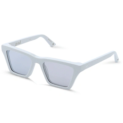 G.o.d Twenty Cat Milk Sunglass With Grey Flash Lens In Blue