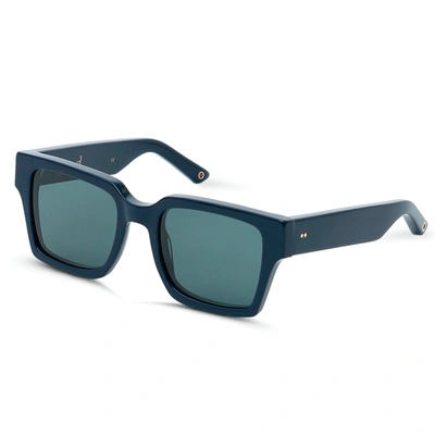 G.o.d Sixteen Navy Sunglass With Grey Flash Lens In Green