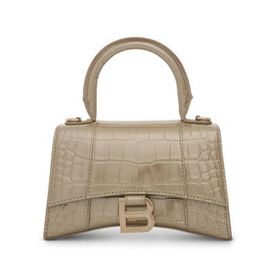 Balenciaga Hourglass Xs Metallized Croco Embossed Bag