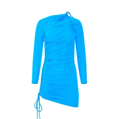 Balenciaga Mini Matte Spandex Dress In Blue