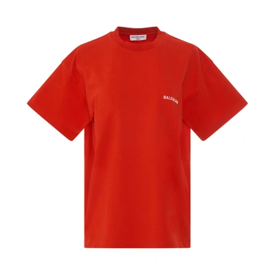 Balenciaga Logo Regular Fit T-shirt In Orange