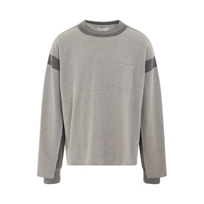 Facetasm Layered Waffle Sweatshirt In Gray