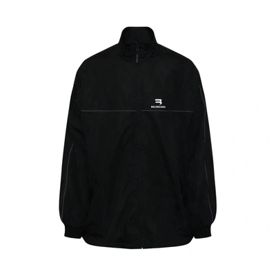 Balenciaga Logo Tracksuit Jacket In Black