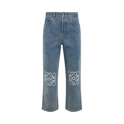 Loewe Anagram Cropped Jeans In Blue