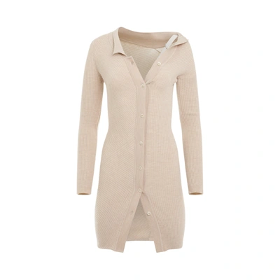 Jacquemus Colin Buckle Strap Knit Dress In Neutral