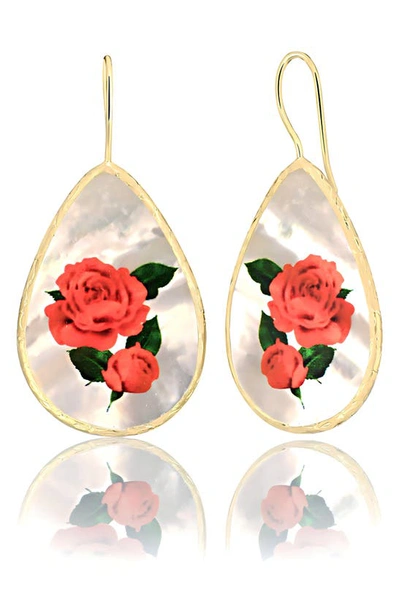 Gabi Rielle Rose Mother Of Pearl Drop Earrings In Gold