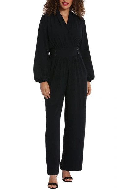 London Times Air Wash Long Sleeve Jumpsuit In Black