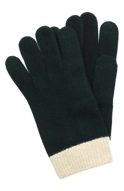 Portolano Colorblock Cashmere & Wool Tech Gloves In Black/ Timber