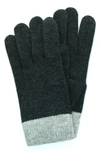 Portolano Colorblock Cashmere & Wool Tech Gloves In Charcoal/ Husky