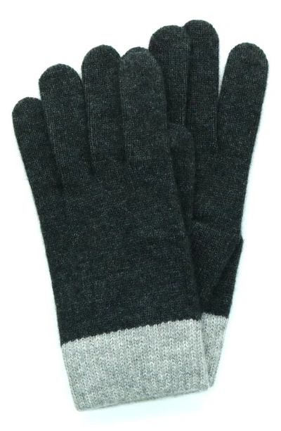 Portolano Colorblock Cashmere & Wool Tech Gloves In Charcoal/ Husky
