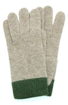 Portolano Colorblock Cashmere & Wool Tech Gloves In Toast/ Avocado