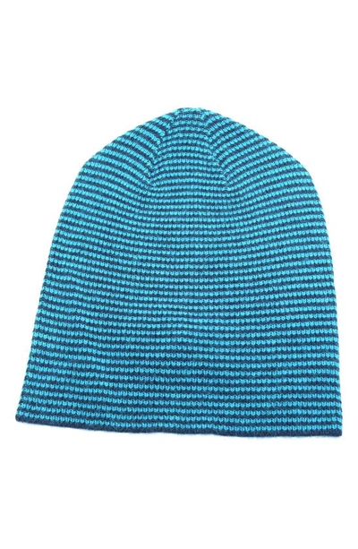 Portolano Mini Stripe Slouchy Hat In Navy/ Teal