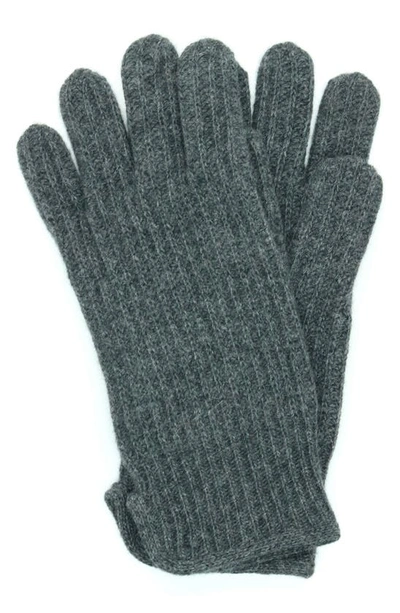 Portolano Cashmere Rib Gloves In Heather Charcoal