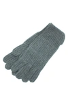 Portolano Cashmere Rib Gloves In Medium Heather Grey