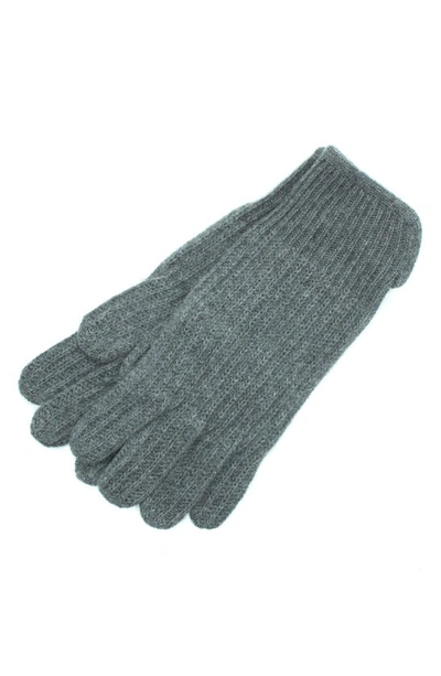 Portolano Cashmere Rib Gloves In Medium Heather Grey