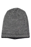 Portolano Stitch Slouchy Knit Beanie In Black/ Light Grey