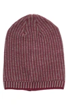 Portolano Stitch Slouchy Knit Beanie In Maroon/ Shale