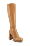 Journee Collection Mylah Block Heel Boot In Tan