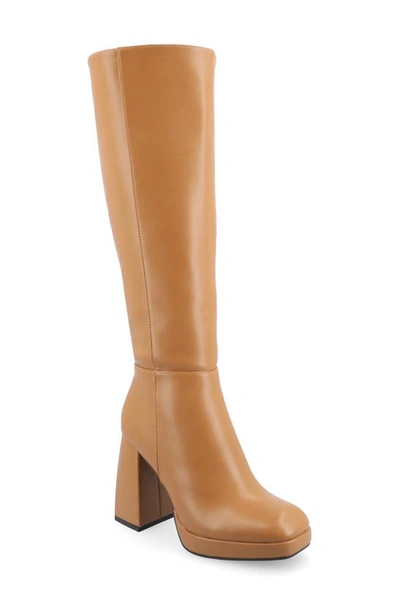 Journee Collection Mylah Block Heel Boot In Tan