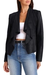 Bagatelle Faux Suede & Faux Leather Open Front Crop Jacket In Black