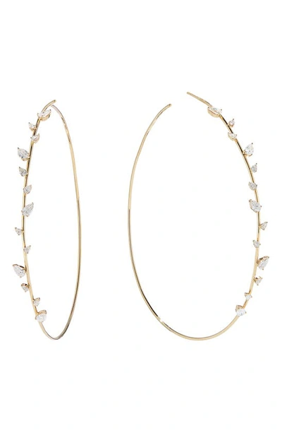 Lana 80mm Pear-cut Diamond Hoop Earrings In Yellow